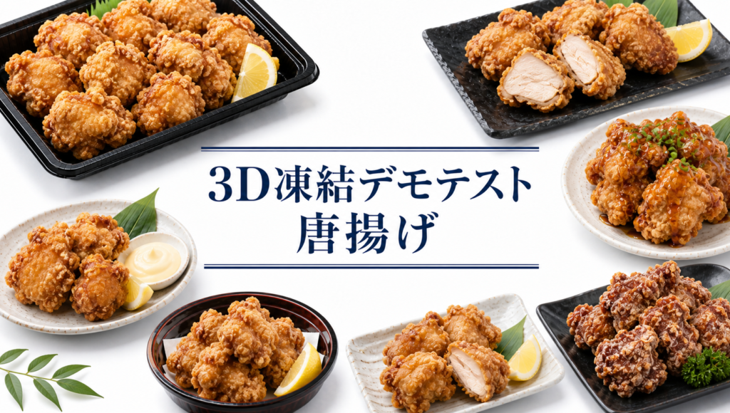 唐揚げを3Dフリーザー®で急速冷凍するデモテスト