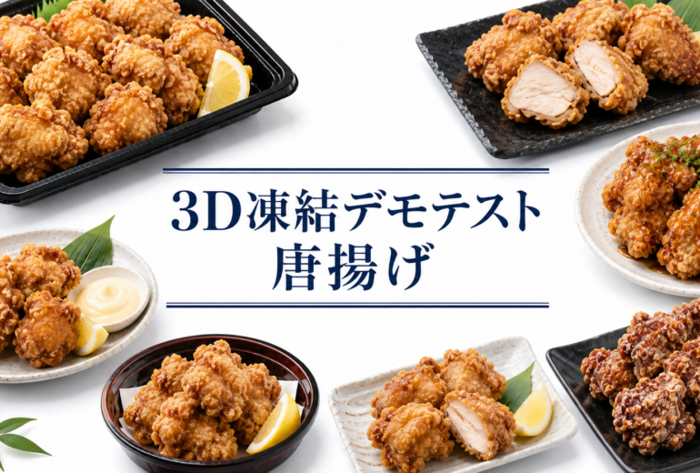唐揚げを3Dフリーザー®で急速冷凍するデモテスト