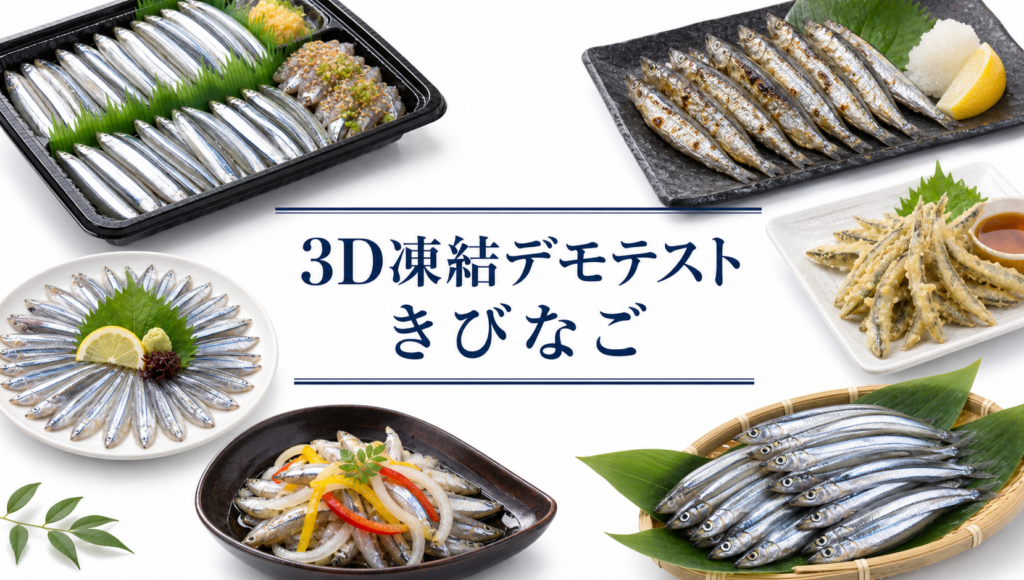 きびなごを3Dフリーザー®で急速冷凍するデモテスト