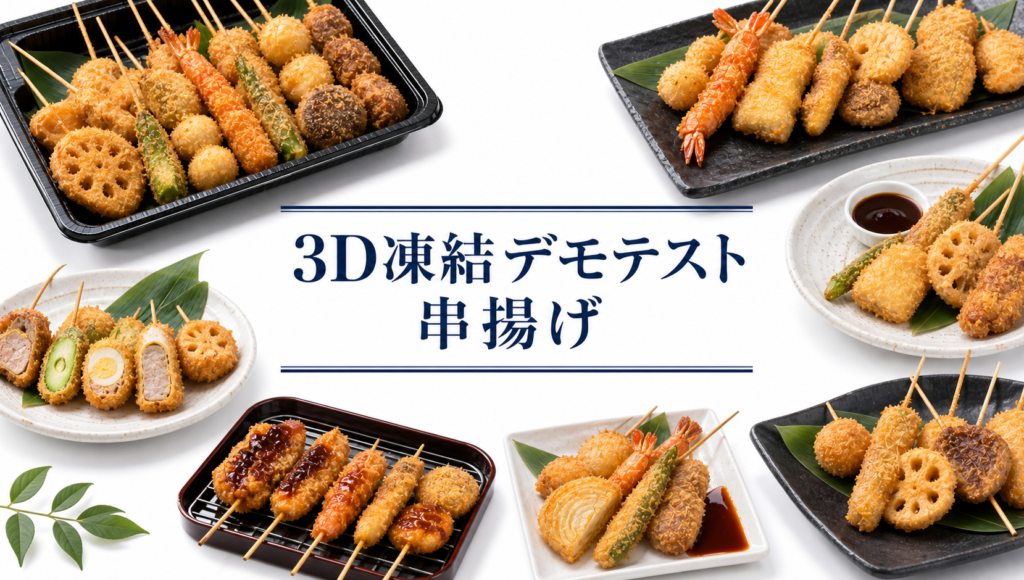 串揚げを3Dフリーザー®で急速冷凍するデモテスト