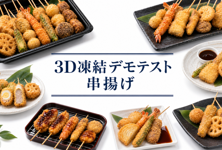 串揚げを3Dフリーザー®で急速冷凍するデモテスト