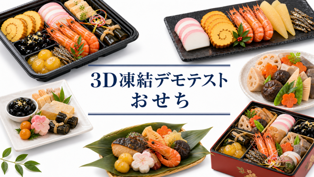 おせちを3Dフリーザー®で急速冷凍するデモテスト