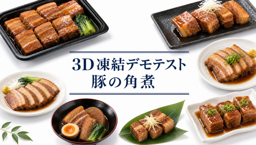 豚の角煮の3Dフリーザー®で急速冷凍するデモテスト