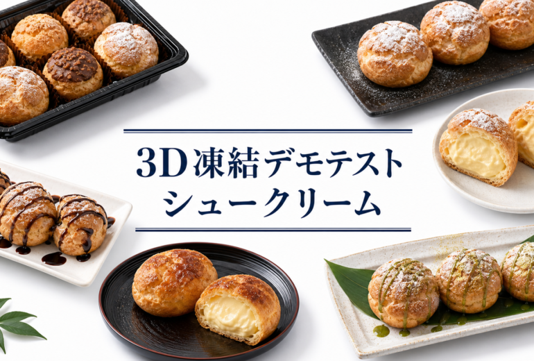 シュークリームを3Dフリーザー®で急速冷凍するデモテスト