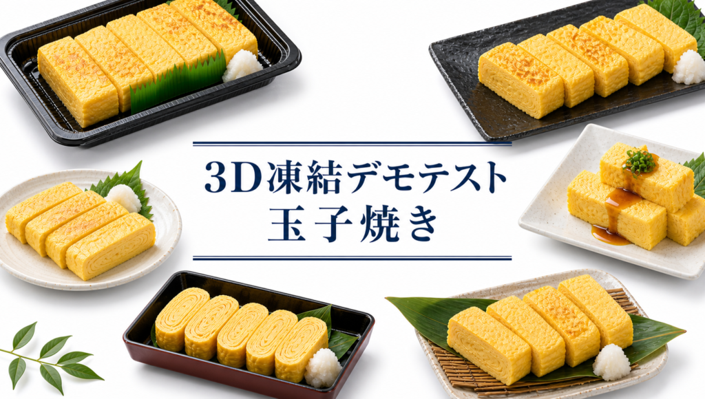 玉子焼きを3Dフリーザー®で急速冷凍するデモテスト