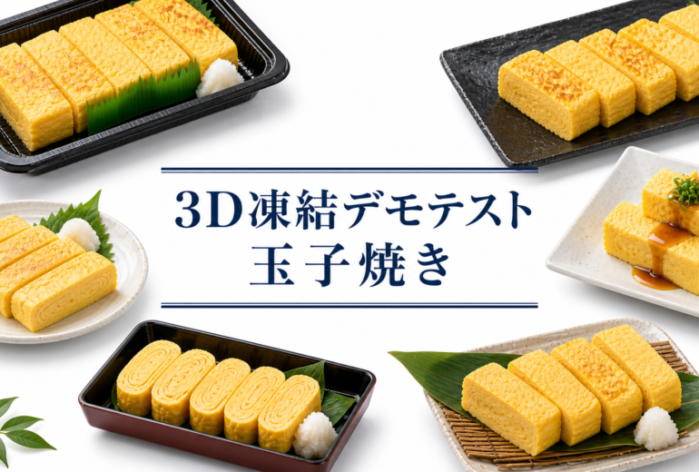 玉子焼きを3Dフリーザー®で急速冷凍するデモテスト