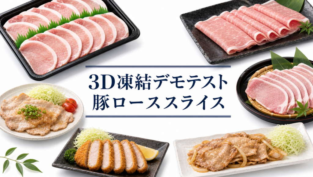 豚ロースを3Dフリーザー®で急速冷凍するデモテスト