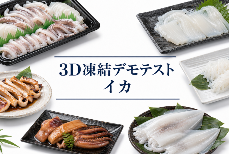 イカを3Dフリーザー®で急速冷凍するデモテスト
