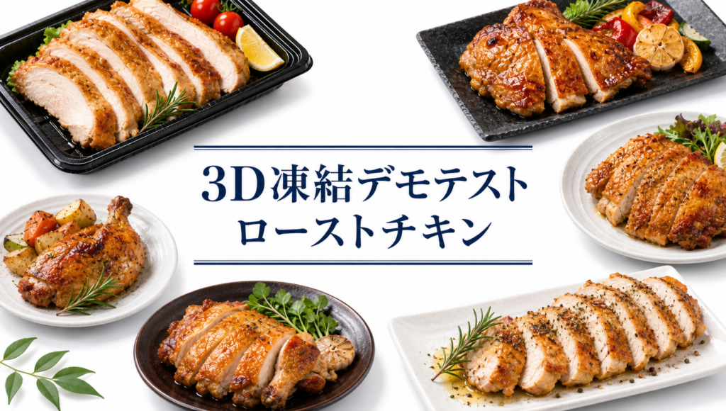 ローストチキンを3Dフリーザー®で急速冷凍するデモテスト