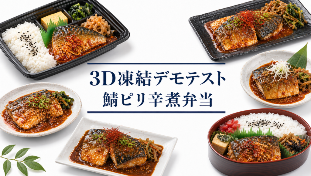 鯖ピリ辛煮弁当を3Dフリーザー®で急速冷凍するデモテスト