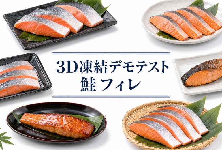 鮭フィレを3Dフリーザー®で急速冷凍するデモテスト