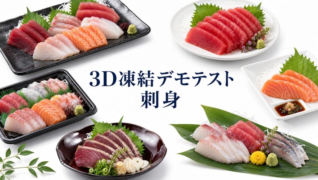 刺身を3Dフリーザー®で急速冷凍するデモテスト