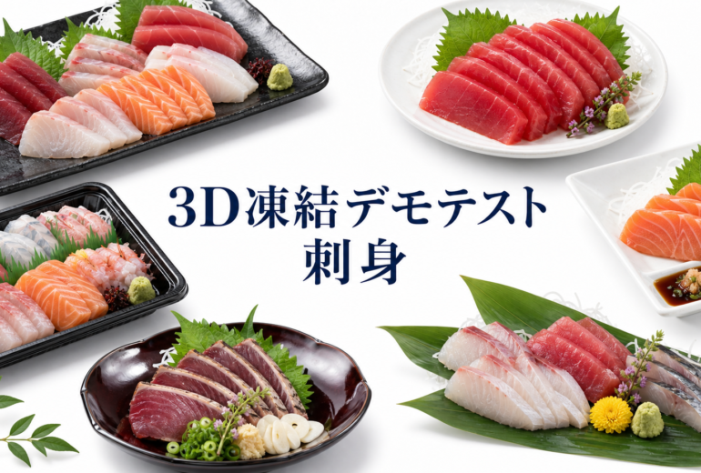 刺身を3Dフリーザー®で急速冷凍するデモテスト