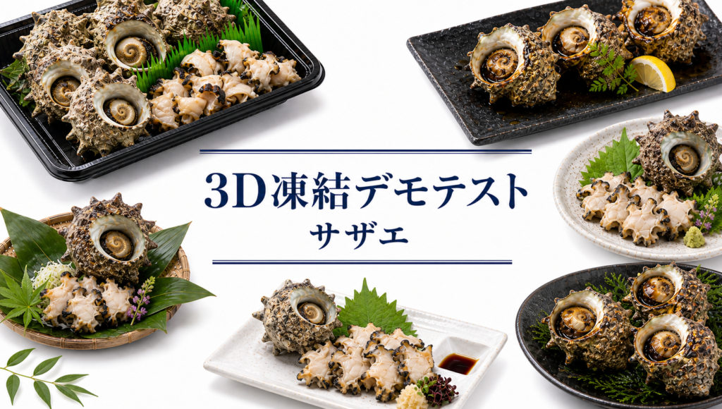 サザエを3Dフリーザー®で急速冷凍するデモテスト