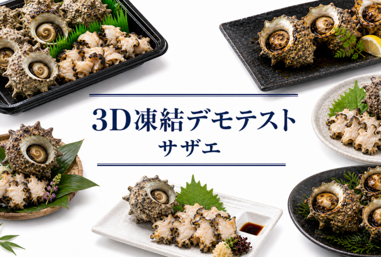 サザエを3Dフリーザー®で急速冷凍するデモテスト