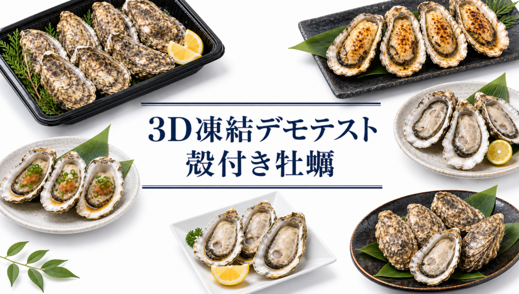 殻付き牡蠣を3Dフリーザー®で急速冷凍するデモテスト