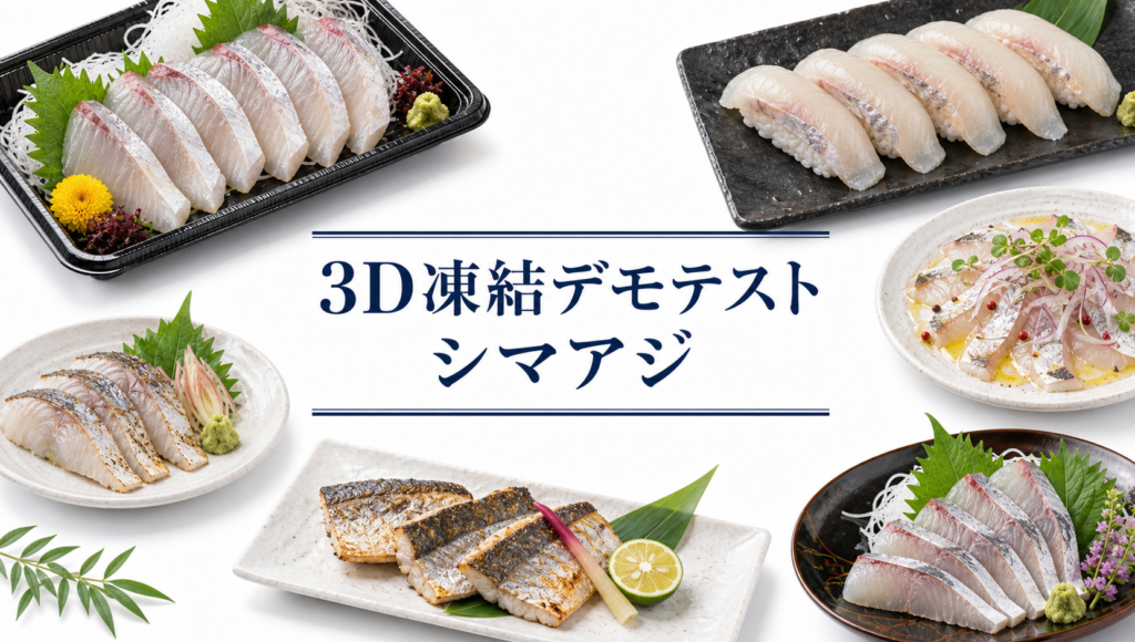 シマアジを3Dフリーザー®で急速冷凍するデモテスト