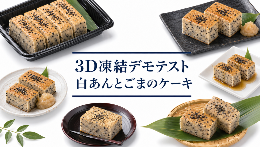 白あんとごまのケーキを3Dフリーザー®で急速冷凍するデモテスト