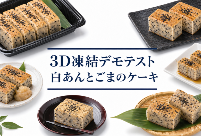 白あんとごまのケーキを3Dフリーザー®で急速冷凍するデモテスト