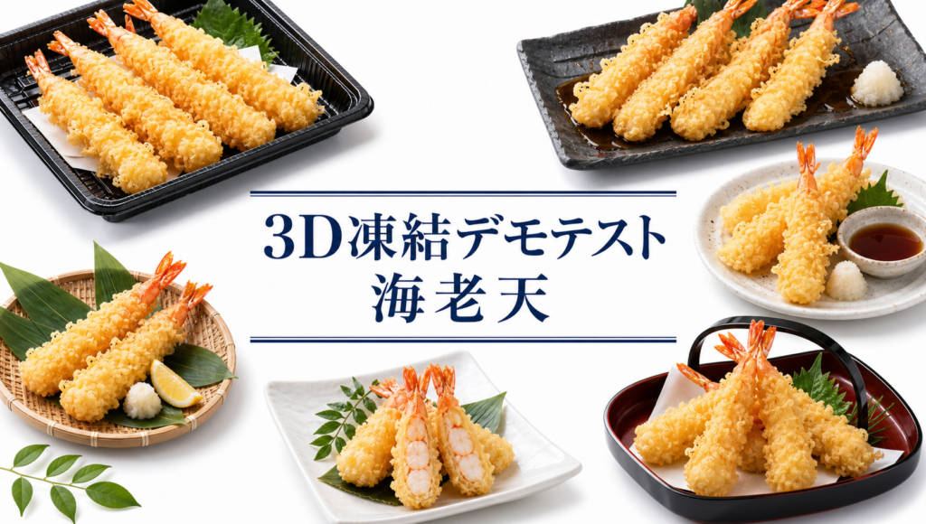 エビフライを3Dフリーザー®で急速冷凍するデモテスト