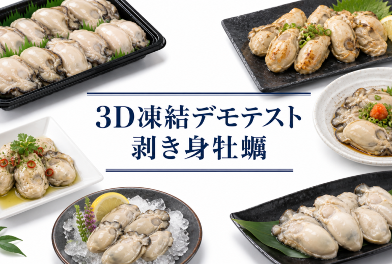 剥き身牡蠣を3Dフリーザー®で急速冷凍するデモテスト