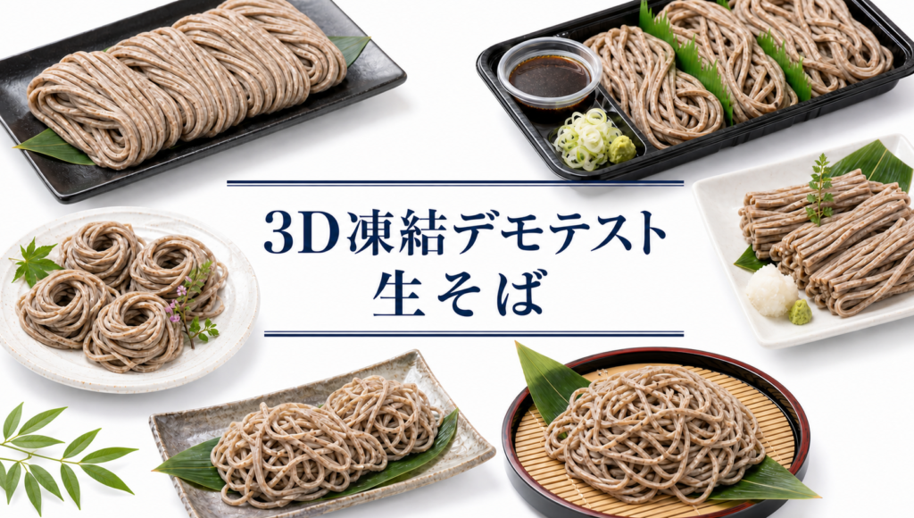 生そばを3Dフリーザー®で急速冷凍するデモテスト