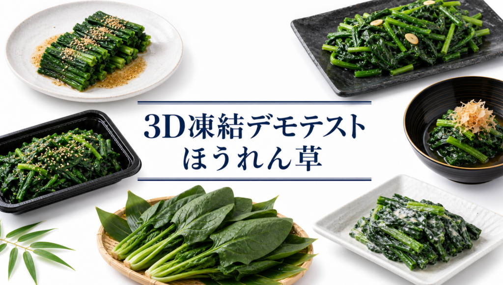 ほうれん草の3Dフリーザー®で急速冷凍するデモテスト