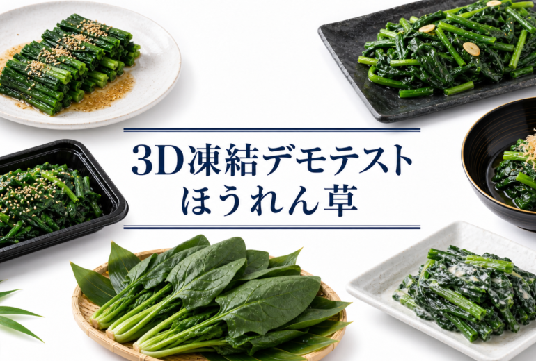ほうれん草の3Dフリーザー®で急速冷凍するデモテスト