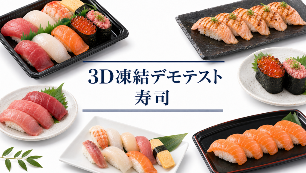 寿司を3Dフリーザー®で急速冷凍するデモテスト