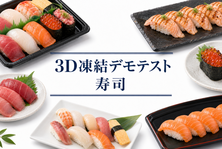寿司を3Dフリーザー®で急速冷凍するデモテスト