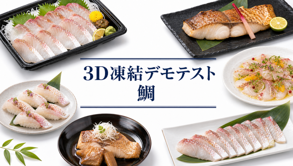 鯛（タイ）の3Dフリーザー®で急速冷凍するデモテスト