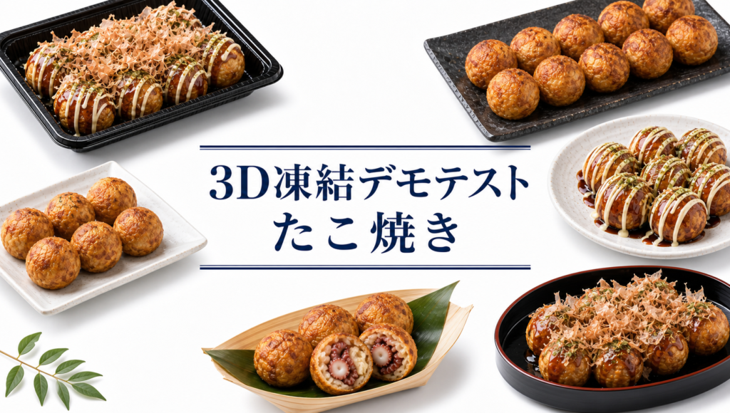 たこ焼きを3Dフリーザー®で急速冷凍するデモテスト