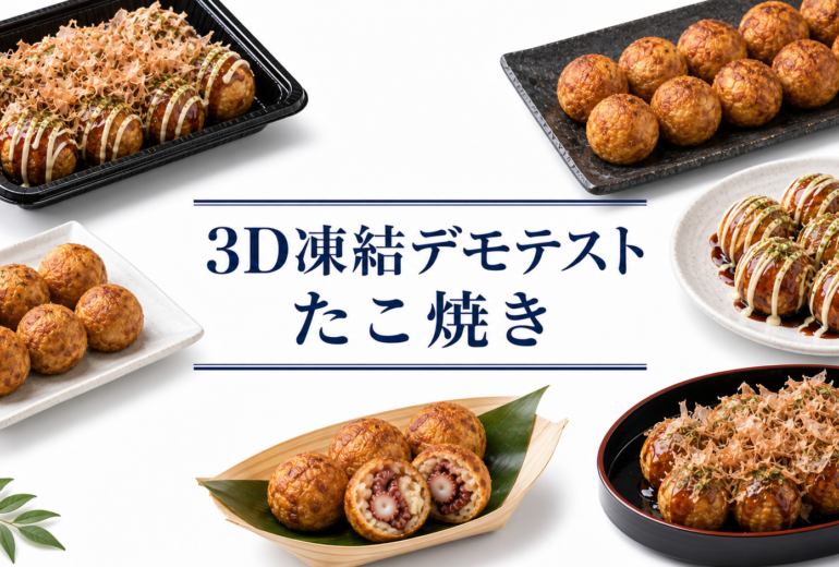 たこ焼きを3Dフリーザー®で急速冷凍するデモテスト