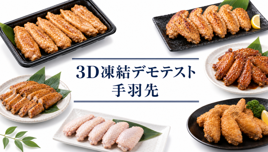 手羽先を3Dフリーザー®で急速冷凍するデモテスト