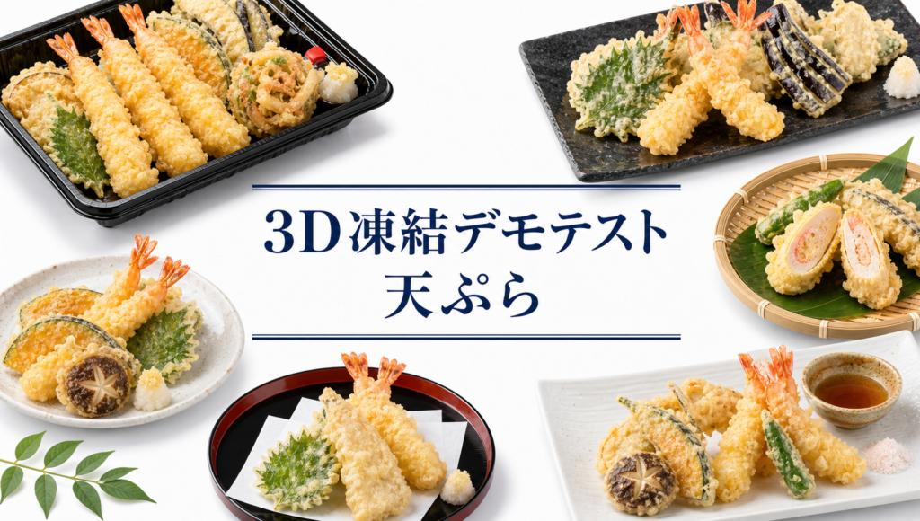 天ぷらを3Dフリーザー®で急速冷凍するデモテスト