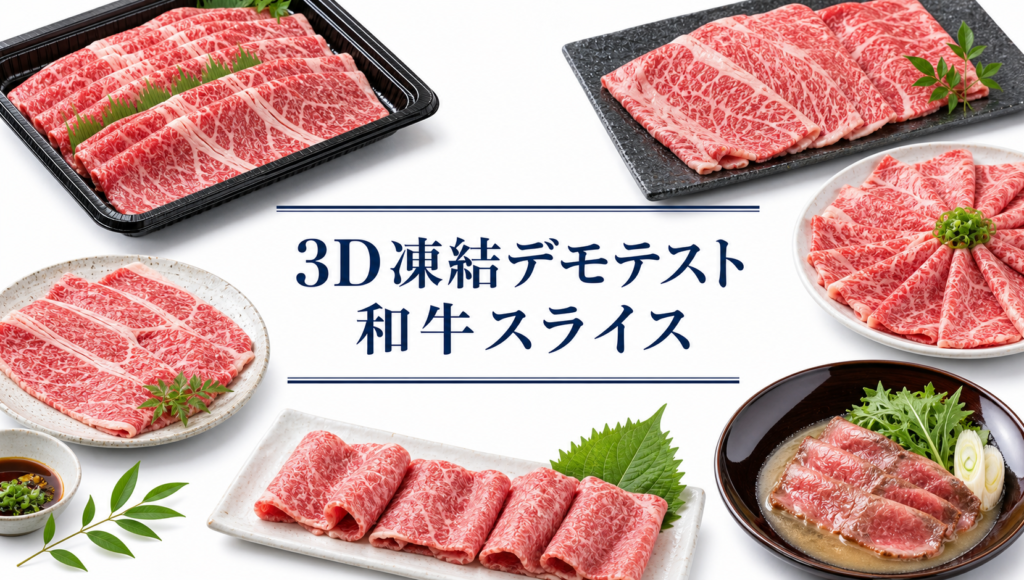 和牛スライスを3Dフリーザー®で急速冷凍するデモテスト