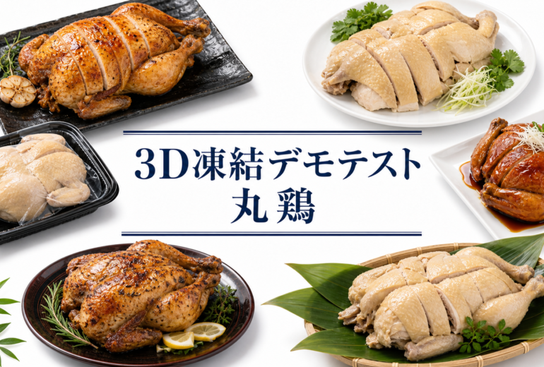 丸鶏を3Dフリーザー®で急速冷凍するデモテスト
