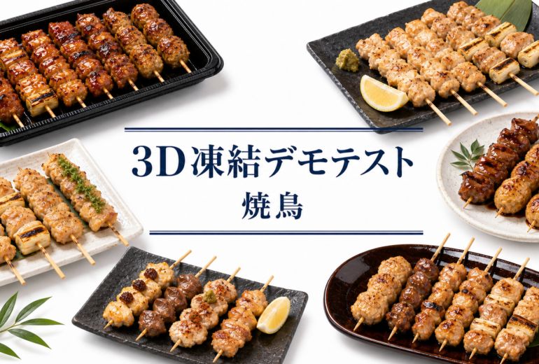 焼鳥を3Dフリーザー®で急速冷凍するデモテスト