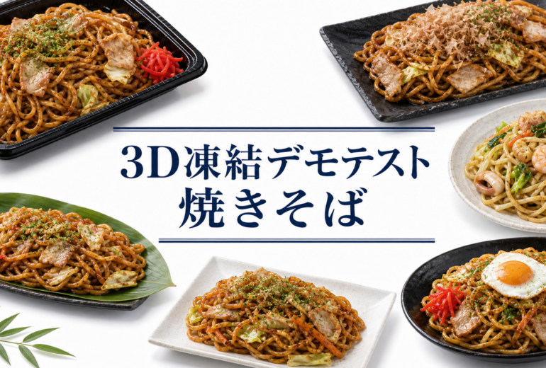焼きそばを3Dフリーザー®で急速冷凍するデモテスト