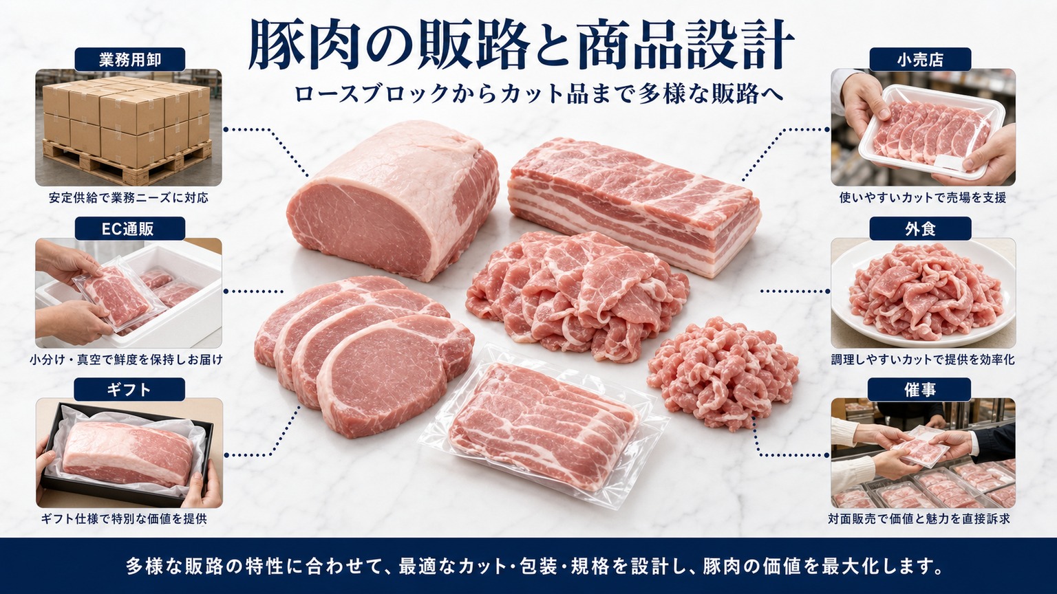 急速冷凍した豚肉の販路と商品設計