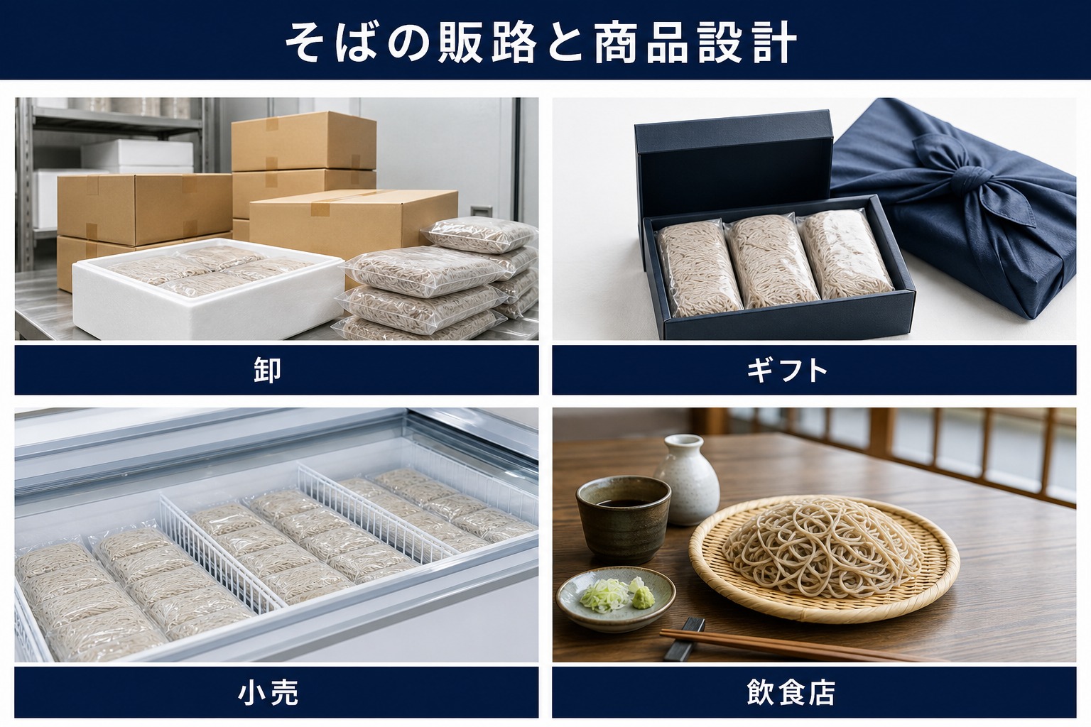急速冷凍したそば(茹で麺・生麺)の販路と商品設計